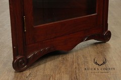 Antique Victorian Carved Walnut Corner Cabinet With Mirrored Transom