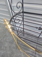 Vintage French Bakers Rack 3 Tier Scrolling Wrought Iron and Brass Etagere