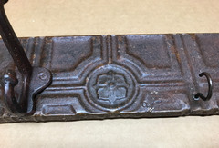 VTG Decorative Hat & Key Rack Rust 23″ Tin Ceiling Metal 2 Hook Old 609-26B