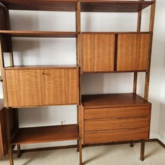Mint Vintage Mid Century Wall Unit Drop Desk Drawers Cabinets Shelves 60s