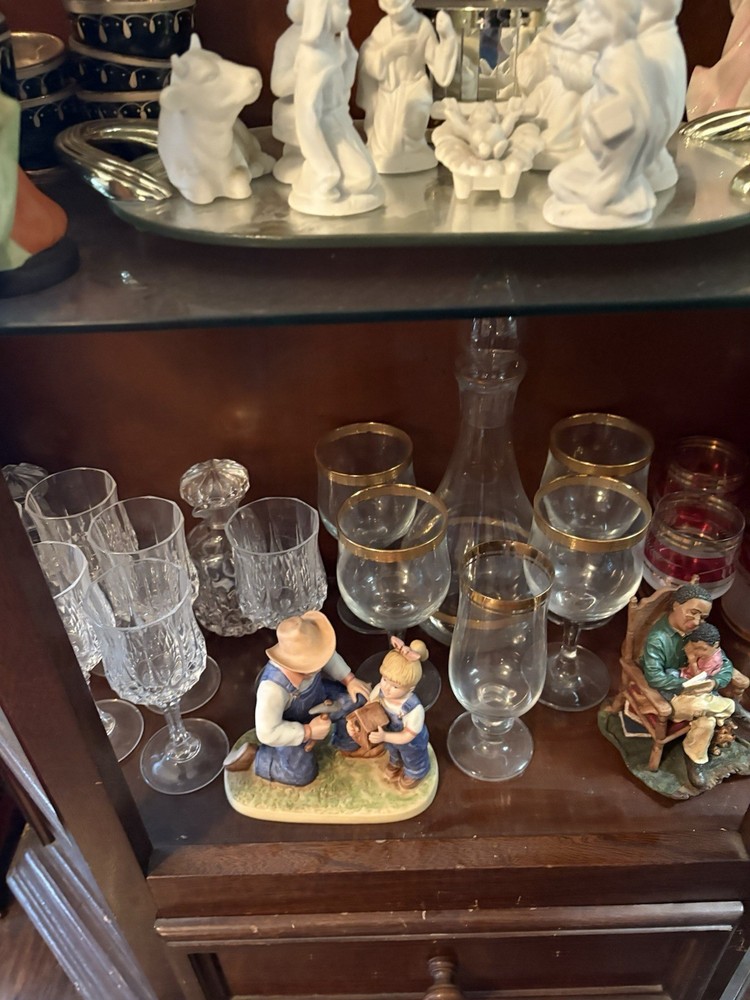 Black Forest Maple Cabinet Antique With All Natural Figurines From Europe