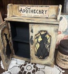 Witch Apothecary, Vintage Wooden Cabinet, Chalk Painted ~ Witches
