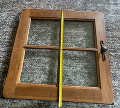 Architectural Salvage Antique Cabinet Door Window Textured Glass Distressed Wood