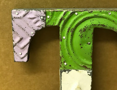 Decorative Salvaged Tin Ceiling 8″ Patchwork Mix Color Letter T Metal 169-26B