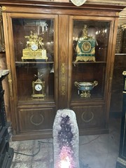 A French Empire style Parquetry Vitrine Cabinet , Gilded Bronze circa 1880