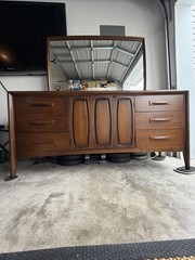 MCM/VTG/💥ANTIQUE Credenza Dresser Sideboard American Metropolitan Furn W/Mirror