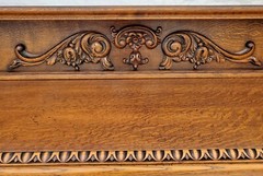 Magnificent 1900s French Quarter Sawn Oak Buffet – Medieval & Scholarly Carvings