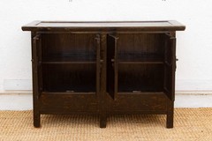 Antique Black Lacquer Chinoiserie Buffet Cabinet, Asian Lacquer Cabinet