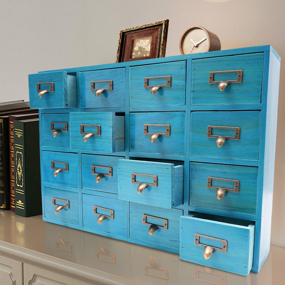 16-Drawer Vintage Apothecary Cabinet for Stylish Storage Solutions
