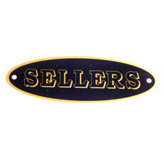 Sellers Cabinet Label Black and Gold Lettering