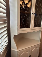 Ethan Allen China Cabinet Corner Hutch Vintage Farmhouse Shabby Chic White