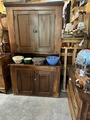 Antique Late 1700s To 1800s Early Primitive Step Back Cabinet.