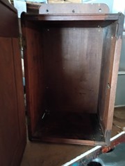 Antique Brown Wood Wall Mounted Cupboard, Raised Panel Right-Hinged 1 Door