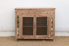 Early 20th Century Reverse Glass Painted Buffet Cabinet