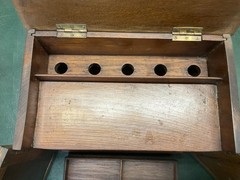 Antique Edwardian Oak Wood Smokers Cabinet w/ Carved Door Panels