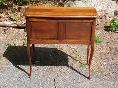 Antique Solid Oak French Louis XV Style Tambour Cabinet Table Server Cupboard
