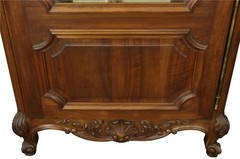 China Cabinet Louis XV French Rococo 1920 Walnut, Pink Marble, Glass, Mirror