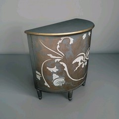 Decorative Crafts Inc. Demilune Italian Cabinet console Painted 30″ We Ship