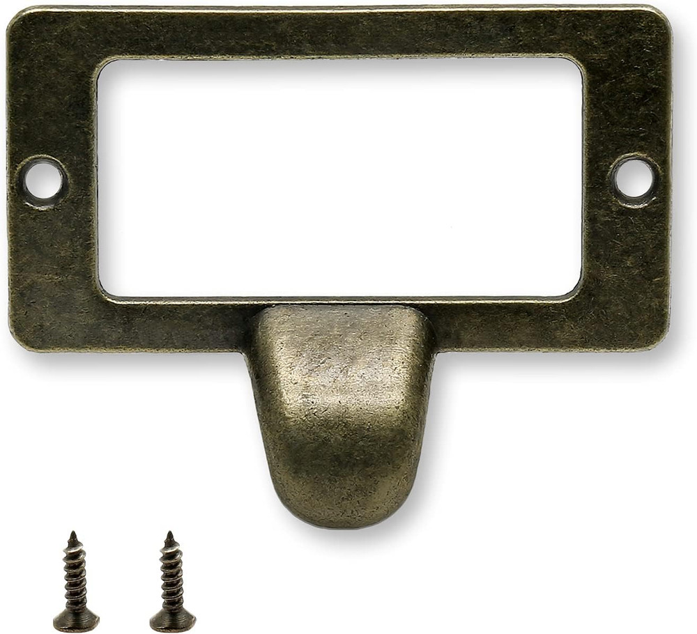 20 Pcs Antique Bronze Card Catalog Drawer Pulls, Vintage File Cabinet Pulls, Lib
