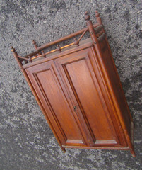 Antique Victorian Oak Stick & Ball Skeleton Key Medicine Cabinet Cupboard