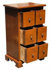 ANTIQUE QUEEN ANNE PENNSYLVANIA SIX DRAWER PINE SPICE CHEST / APOTHECARY CABINET