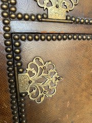 🍸Antique Prohibition Era Liquor Cabinet / Hidden Bar Leather Wrapped 1920s VTG
