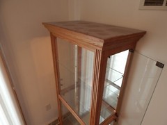 Vintage Curio Cabinet Wood & Glass; Lighted, Mirrored, Glass Shelves Eagle Ind.