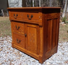 Antique Oak Chest Commode Washstand Dry Sink Country Farmhouse Cabinet