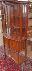 Late 19th Century Edwardian English Inlaid Mahogany Vitrine Cabinet