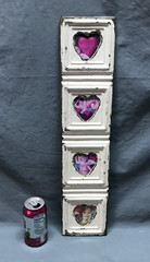 VTG 5×23 Multi Quad 3″ Heart Photo Tin Ceiling Metal Picture Frame Old 1843-25B