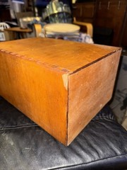 Vtg 1 Drawer Library Card Catalog Box Index File 15x10x7 Dovetail 5×8 Card