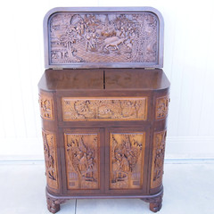 George Zee & Company Rosewood Dry Bar Cabinet 1963 Hand Carved