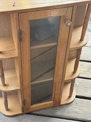 Small Vintage Wooden Curio Wall Mount Knik Knak Cabinet With Door
