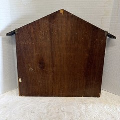 VTG Wooden House Wall Curio Miniature Display Cabinet Red Velvet 25Cubbies