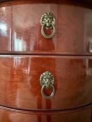 French Louis XV Style Demi-lune Mahogany Jewelry Chest (Lion Head) Fixtures