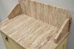 Antique Eastlake Victorian Pink Marble Backsplash Washstand Nightstand Cabinet