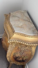 Gilt & Vernis Martin – Marble Top Bombay French Design Commode 41” X 27” X 17”