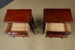 Antique English Victorian Small Pair Mahogany Bedsides Locker Tables Nightstands