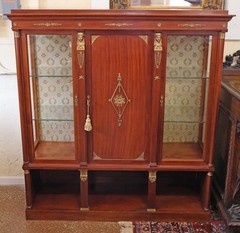 Late 19th Century Mahogany French Empire Vitrine China Cabinet