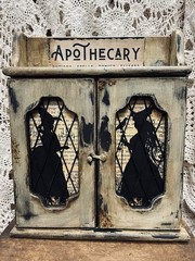 Witch Apothecary, Vintage Wooden Cabinet, Chalk Painted ~ Witches