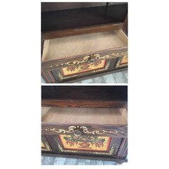 Antique German Hand Made & Painted Shrunk Bar Cupboard Hutch w/ Original Key