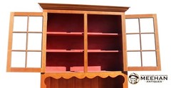 Hand Crafted Reproduction Solid Cherry Cupboard Antiqued Glass Doors