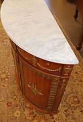John Widdicomb Adam Style Faux Marble Walnut Demilune Commode Buffet Server