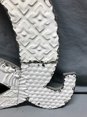 Decorative Salvage Tin Ceiling 16″ Patchwork White Metal VTG Letter Q 1791-24B