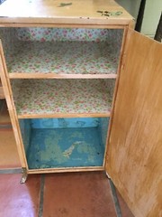 Antique Hand painted Footed Medicine Cabinet 26” T