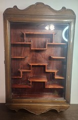 MCM Chinoiserie Wall Mounted Curio Display Cabinet – Fruit Wood – 36.5″x 22.5″