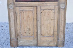 Antique Italian Renaissance 109″ Tall Carved Wood Gothic Cupboard Hutch Cabinet