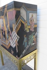 Maitland Smith Hand Painted Chinoiserie Cabinet Cupboard on Brass Stand 5442