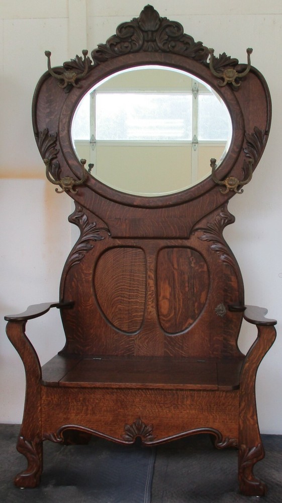 Antique Quarter Sawn Oak Hall Tree Fully Restored!