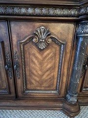Antique Wood China Cabinet With Glass Doors (Cherry Wood)